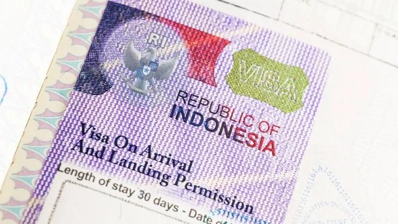 Indonesia visa on arrival sticker in passport