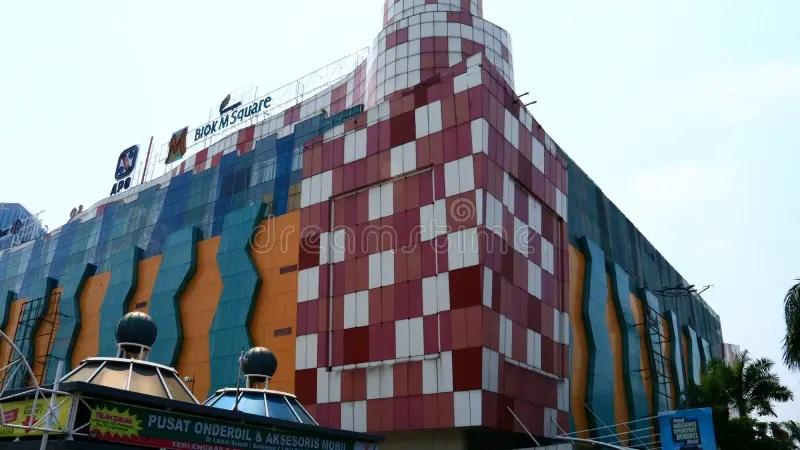 Blok M Square logo on colorful mall exterior