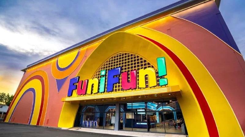 FuniFun! logo on colorful amusement building facade