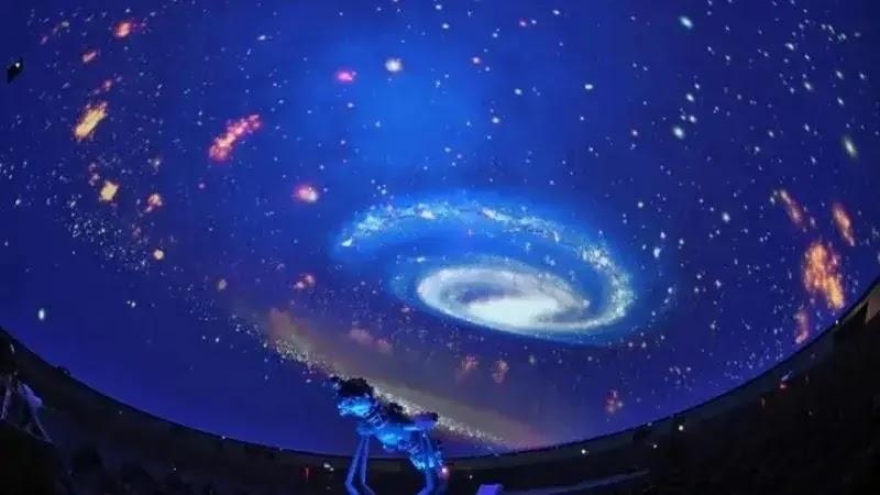 planetarium dome showing spiral galaxy projection