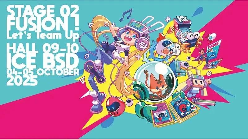 Stage 02 Fusion event logo with colorful characters