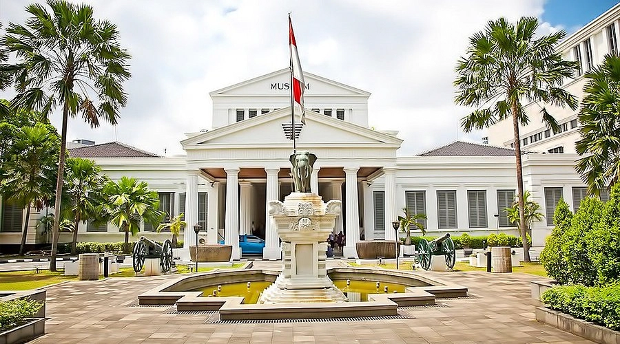 exterior view of national museum with elephant statue